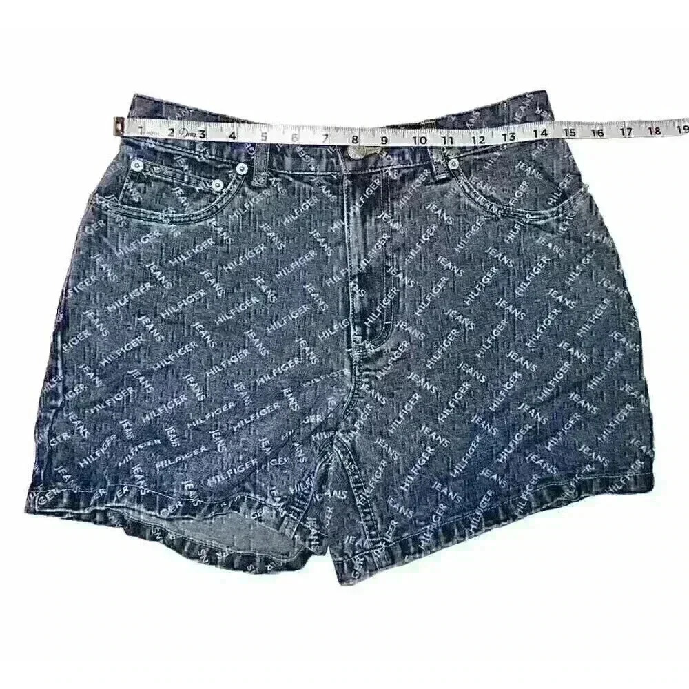 Tommy Hilfiger Women's Denim Shorts w/ All Over Graphic NWT Size 6